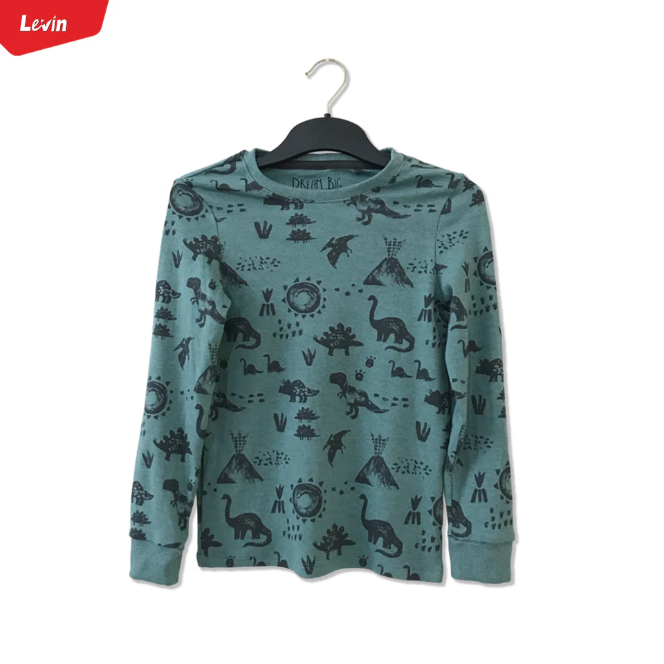 Kids Cotton Round Neck Ribbed Cuffed Long Sleeve Sweatshirt T-Shirt - Image 9