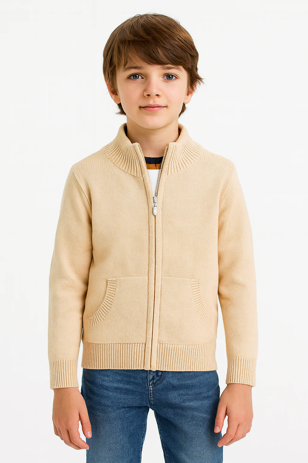 Kids Premium Knitted Zip-Up Zipper Cardigan Sweater - Image 2