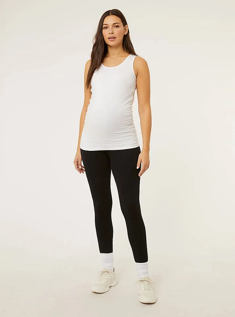 Ladies Cotton Black Maternity Leggings - Image 3