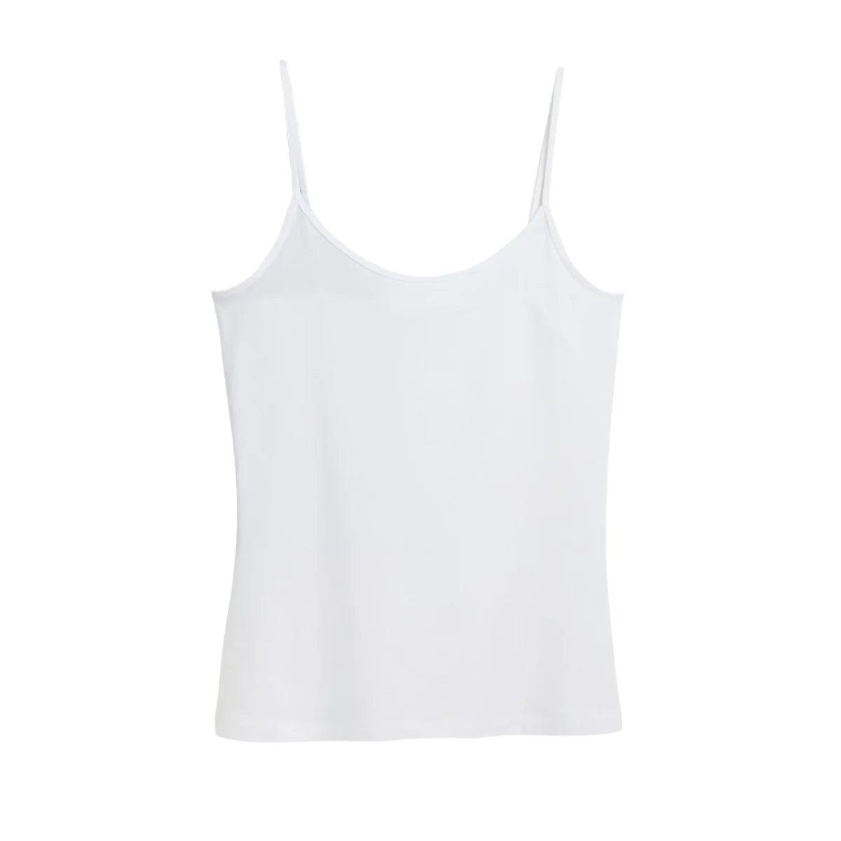Ladies Cotton Scoop Neck Camisole Non- Adjustable Spaghetti Strap Tank Top - Image 3