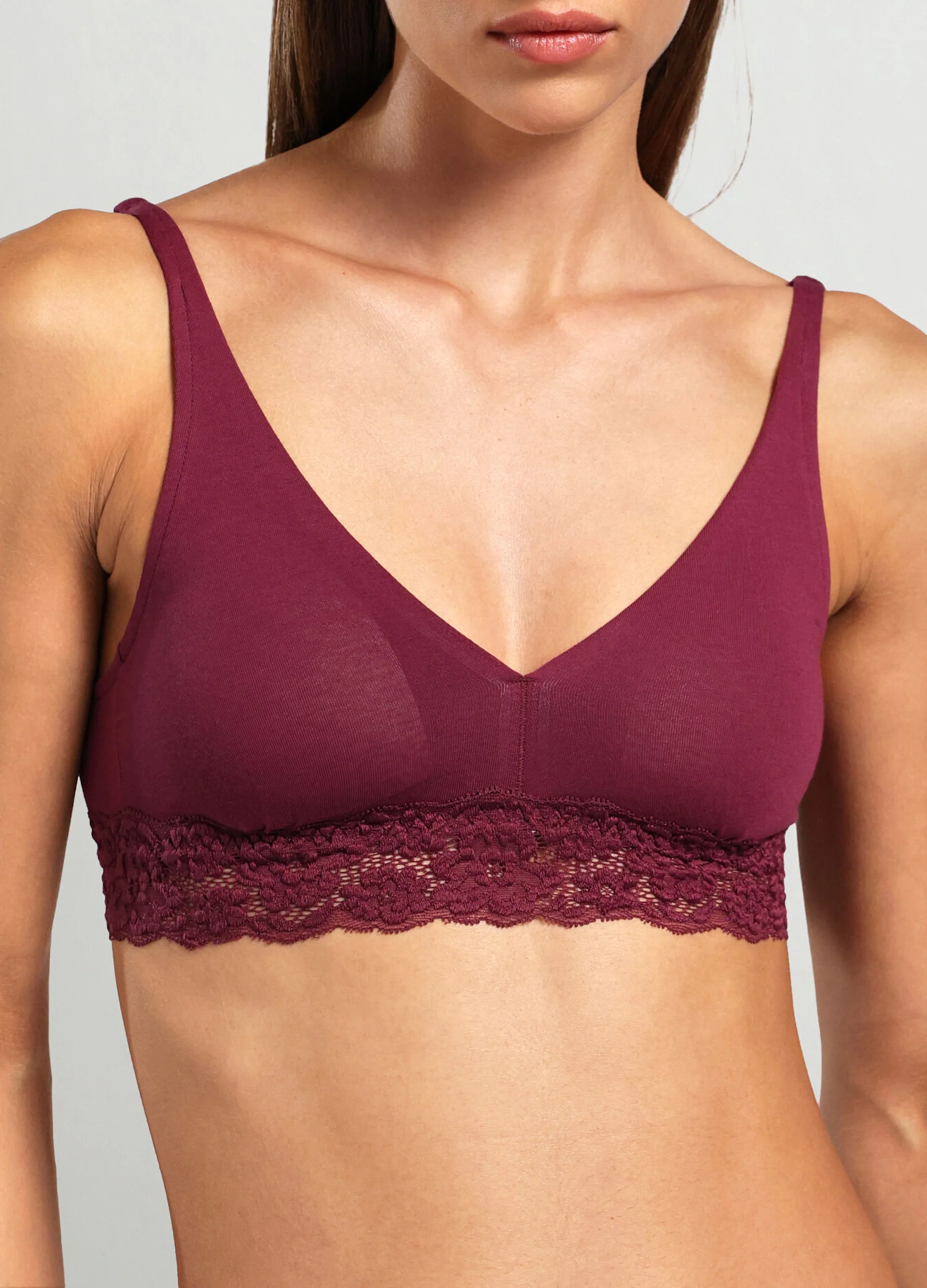Ladies Cotton Stretch Lace Padded Triangle Bra - Image 10