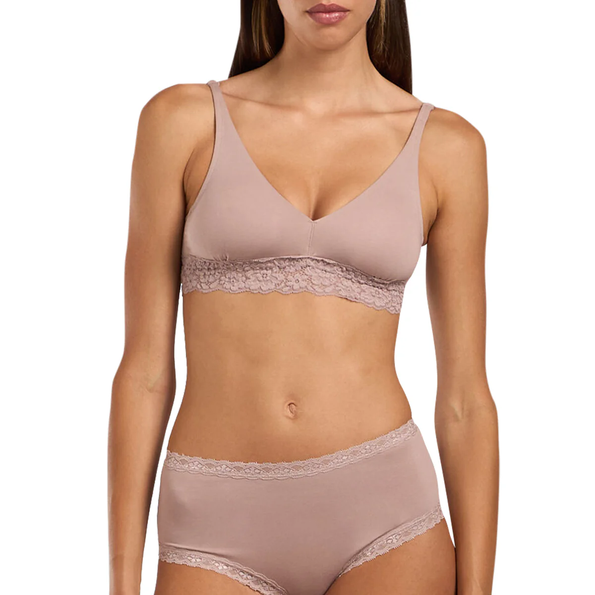 Ladies Cotton Stretch Lace Padded Triangle Bra - Image 4