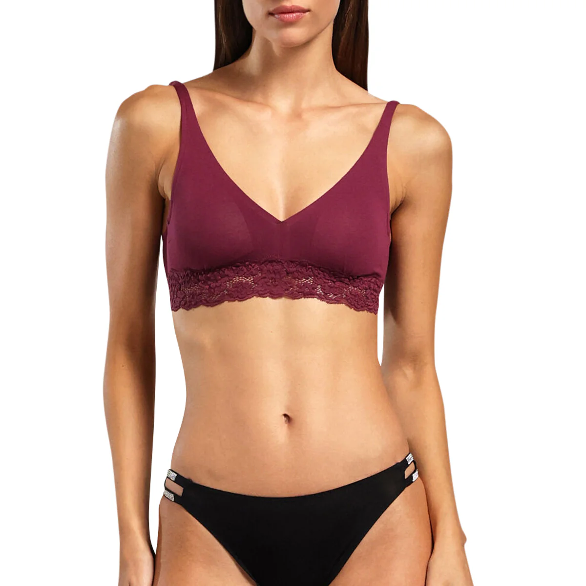 Ladies Cotton Stretch Lace Padded Triangle Bra - Image 5
