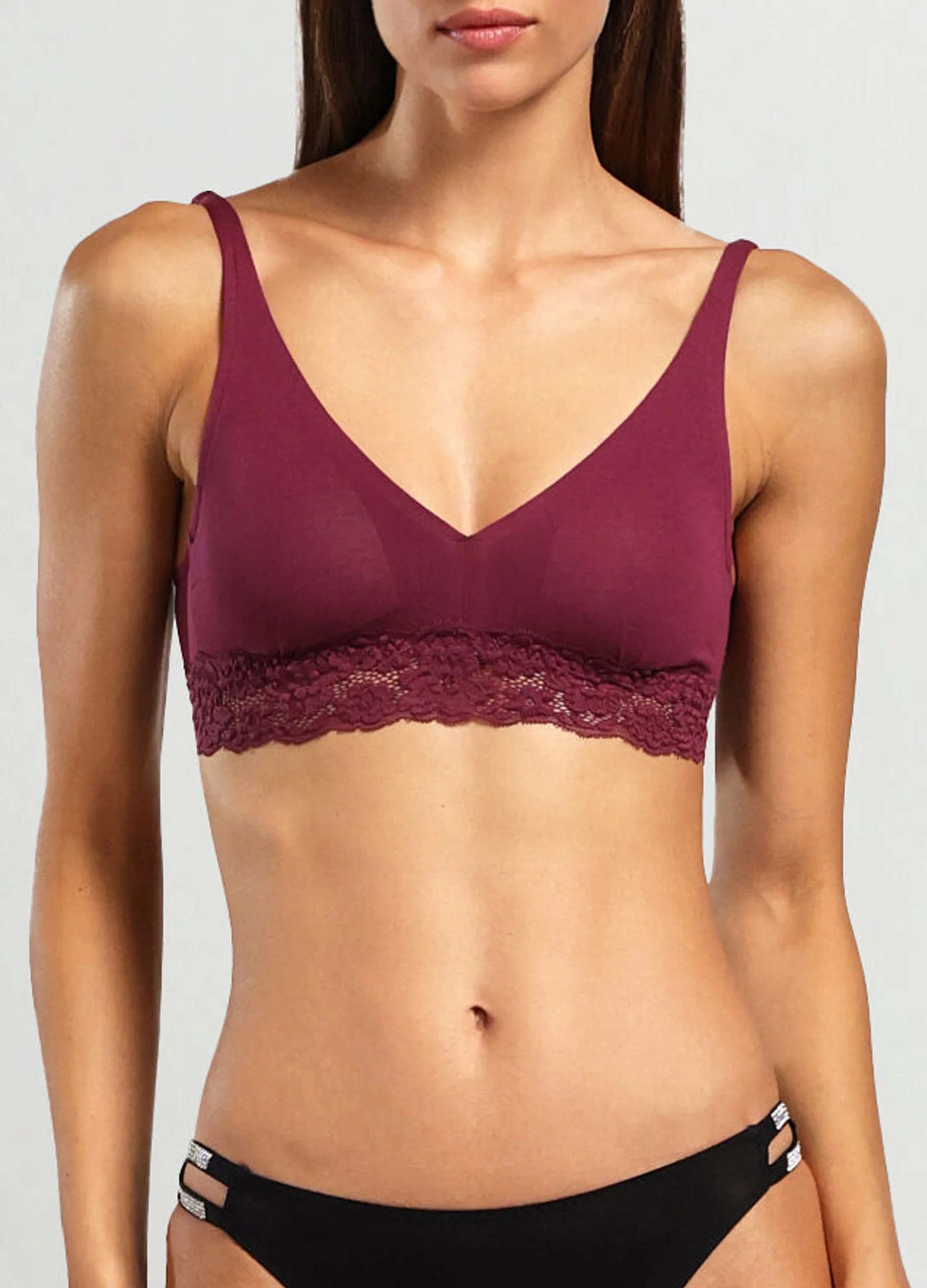 Ladies Cotton Stretch Lace Padded Triangle Bra - Image 9