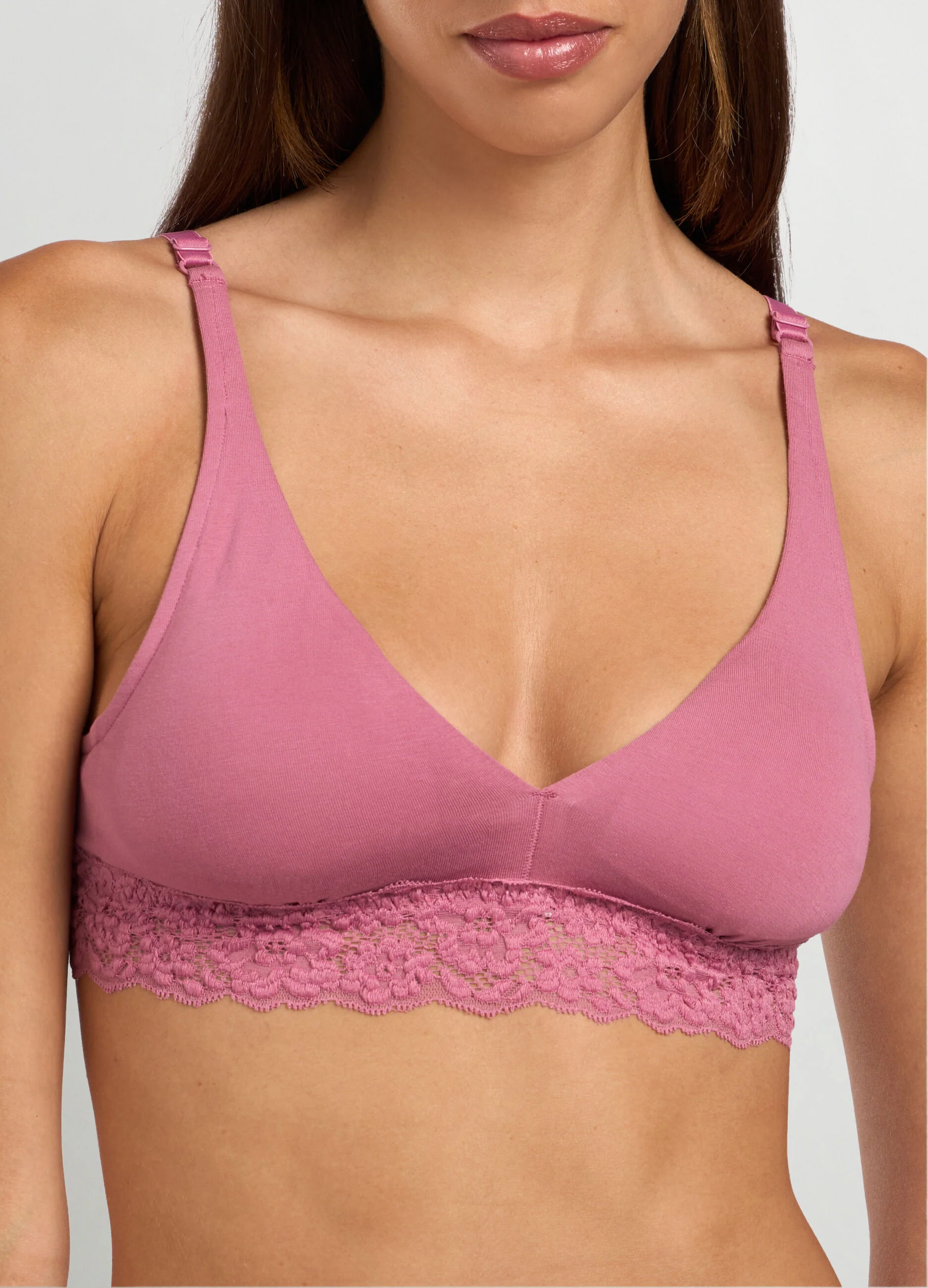 Ladies Cotton Stretch Lace Padded Triangle Bra - Image 21