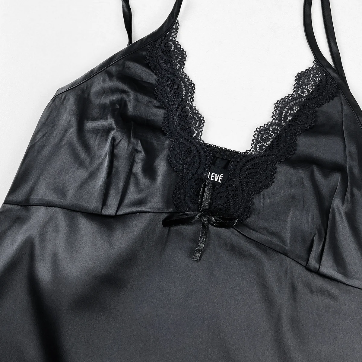 Ladies Elegant Satin Lace Trim Slip Adjustable Straps Dress - Image 4