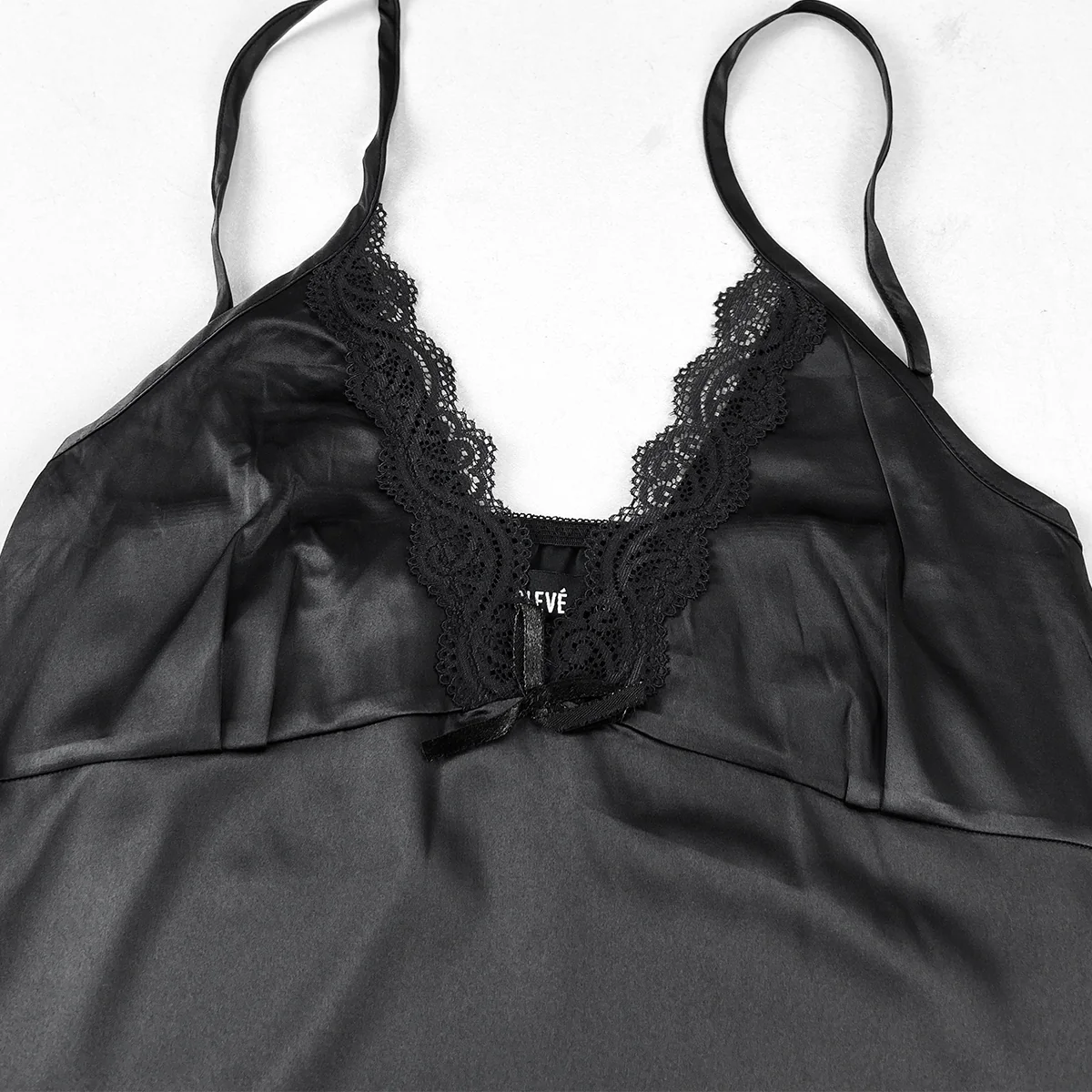Ladies Elegant Satin Lace Trim Slip Adjustable Straps Dress - Image 6