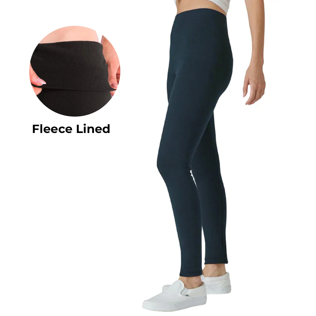 Ladies Fleece Lined Warm Cotton Leggings - Image 31