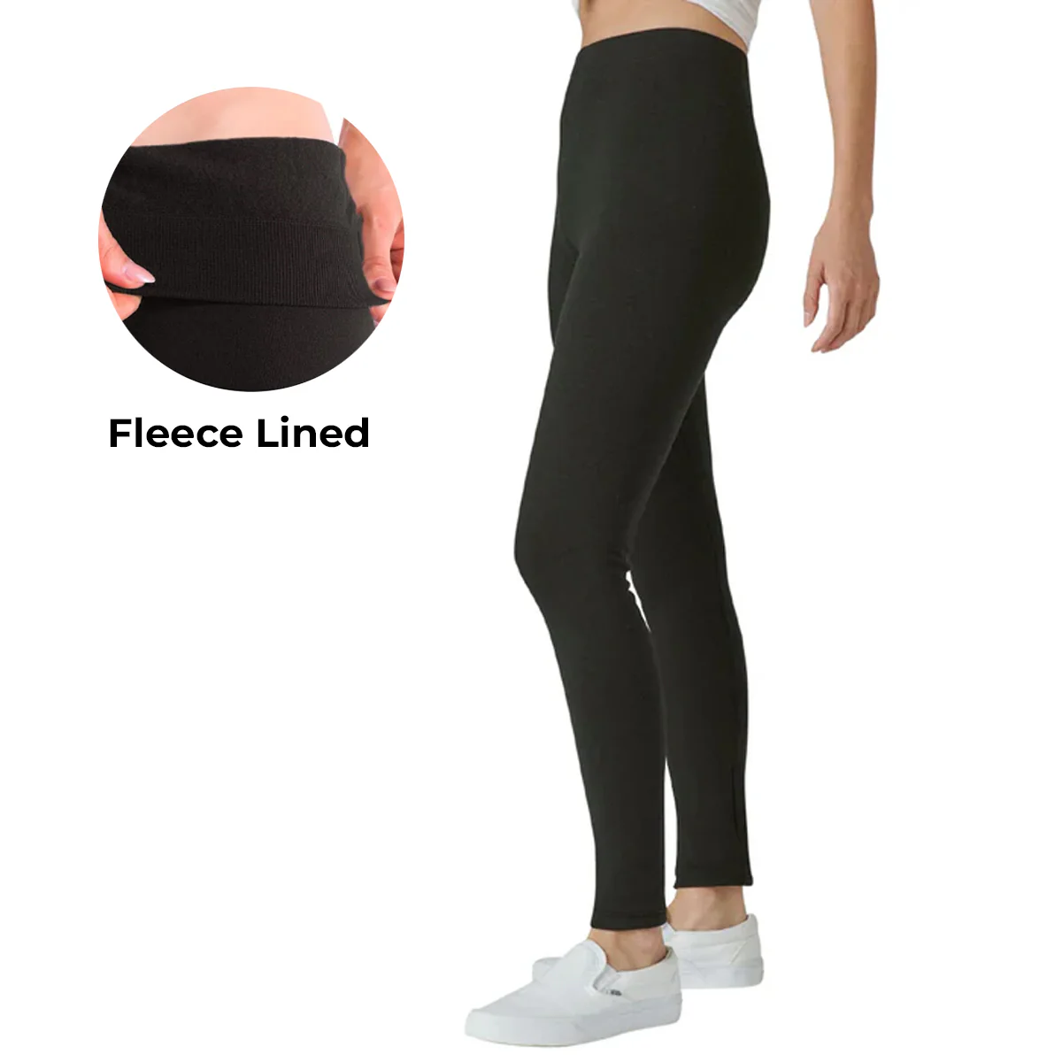 Ladies Fleece Lined Warm Cotton Leggings - Image 33