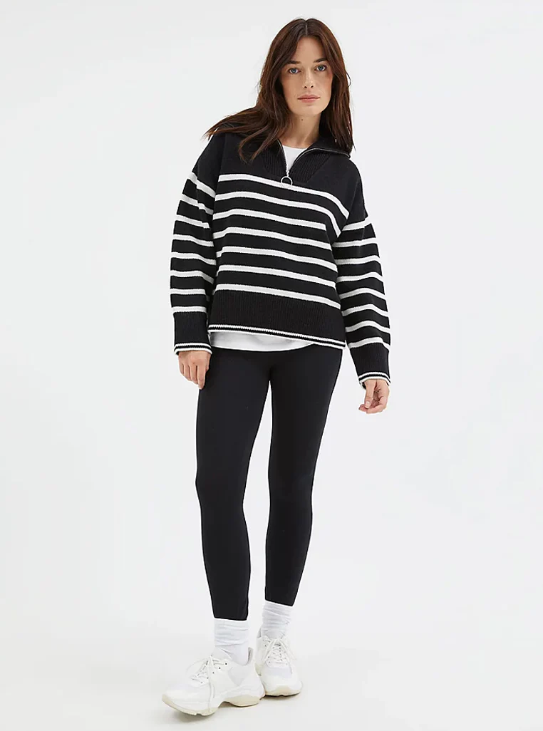 Ladies High Waisted Black Cotton Leggings - Image 4