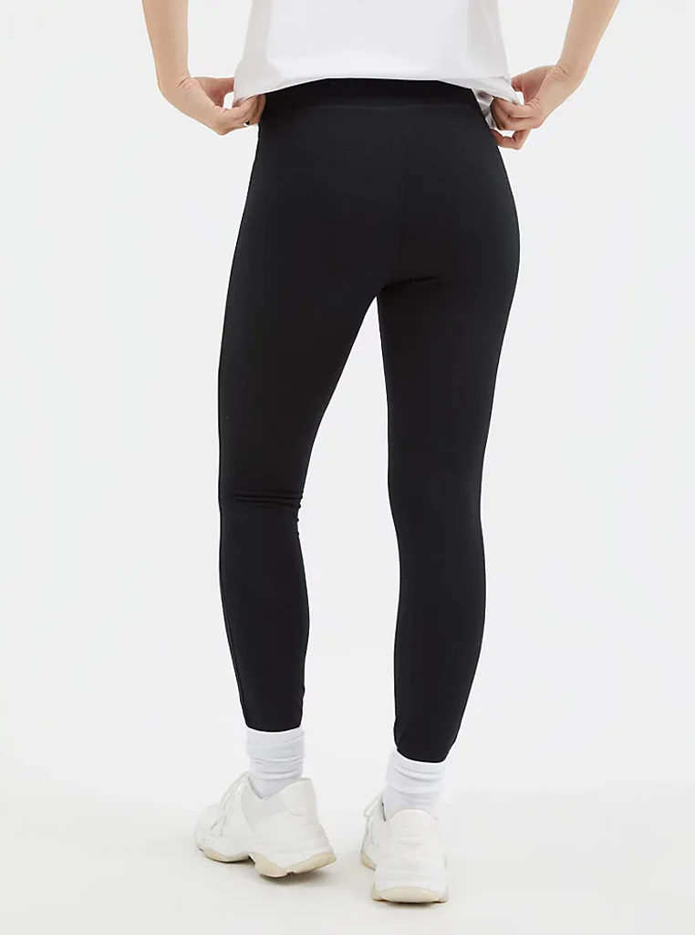 Ladies High Waisted Black Cotton Leggings - Image 7