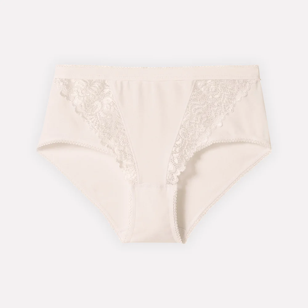 Ladies High Waisted Cotton Stretch Lace Brief Panties - Image 26