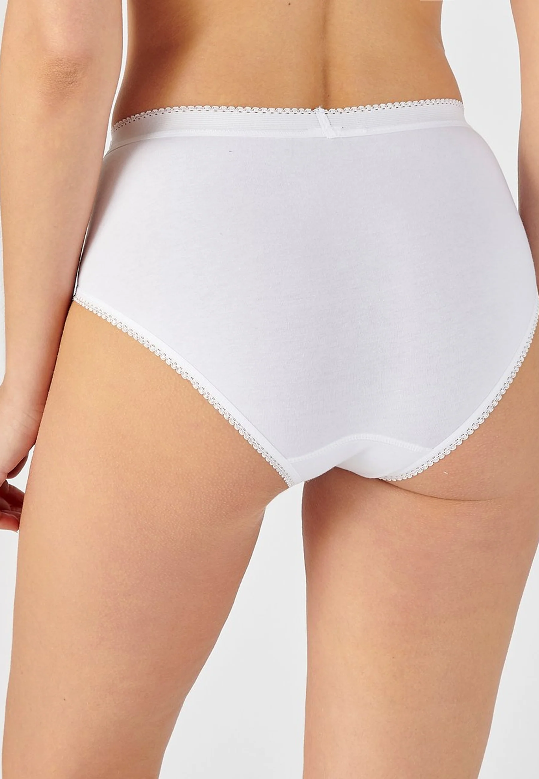 Ladies High Waisted Cotton Stretch Lace Brief Panties - Image 6
