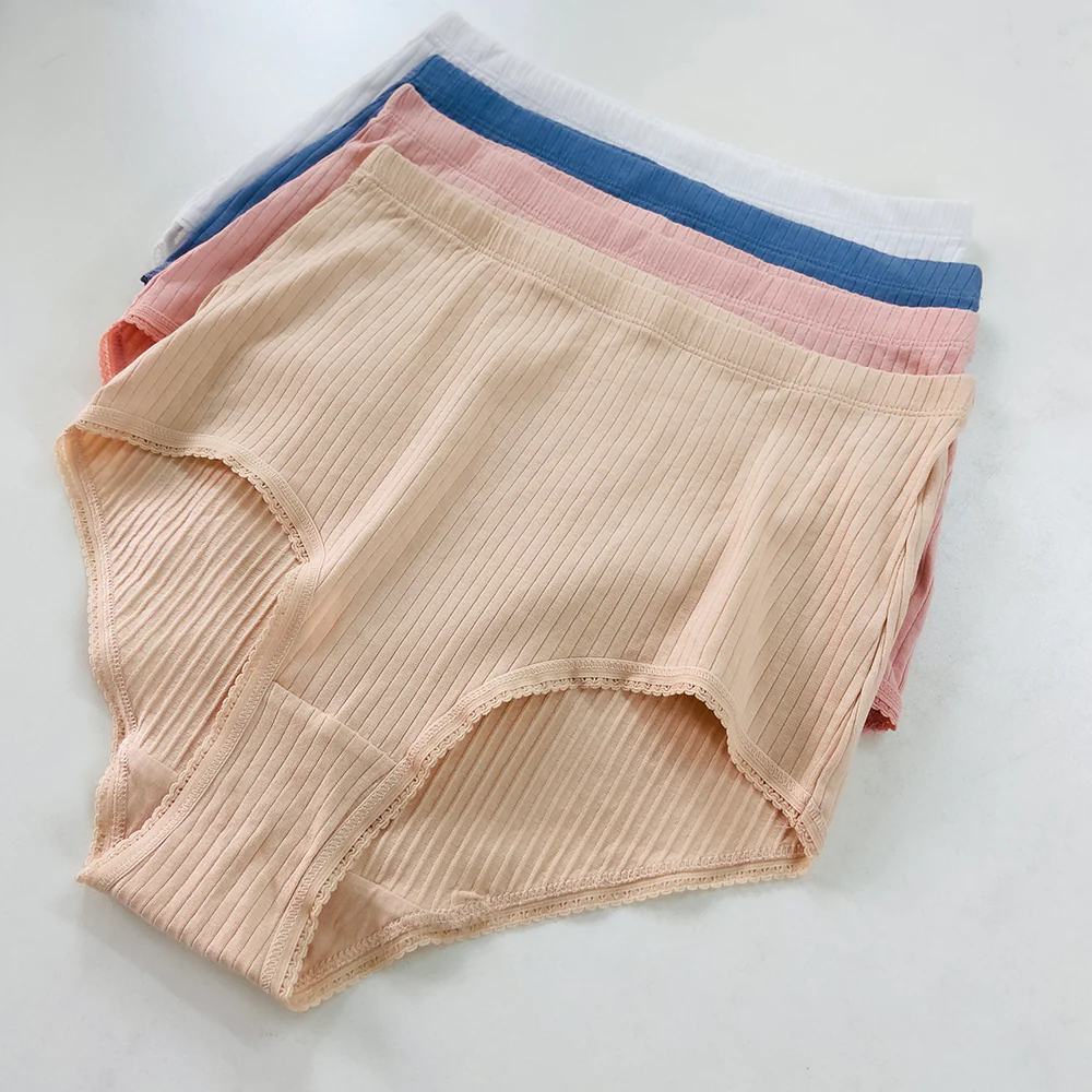 Ladies High Waisted Ribbed Cotton Brief Panty - Image 2