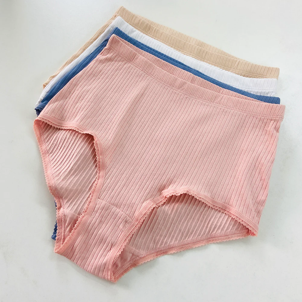Ladies High Waisted Ribbed Cotton Brief Panty - Image 21
