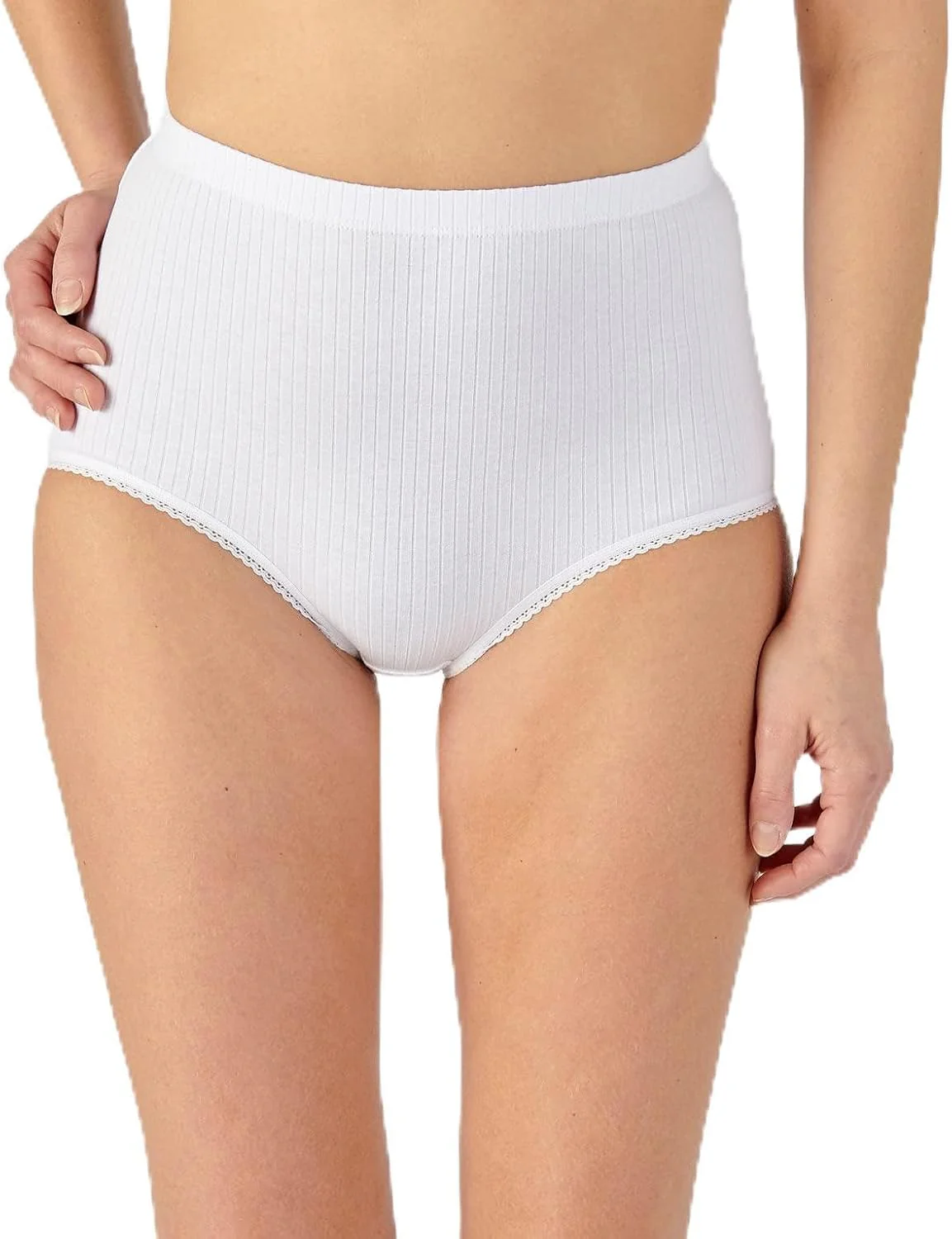 Ladies High Waisted Ribbed Cotton Brief Panty - Image 9