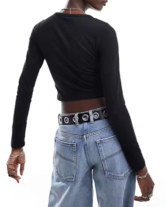 Ladies Long Sleeve Cropped Top - Image 3