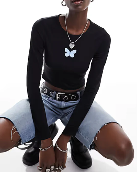 Ladies Long Sleeve Cropped Top - Image 9