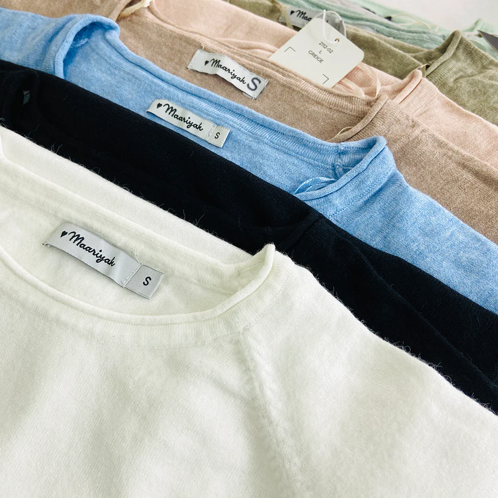 Ladies Long Sleeve Round Neck Pullover Sweater Top - Image 2