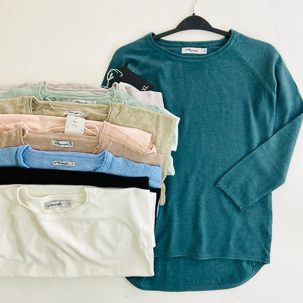 Ladies Long Sleeve Round Neck Pullover Sweater Top - Image 3