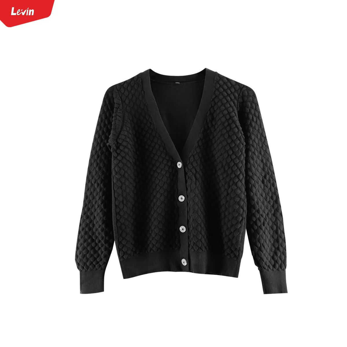 Ladies Long Sleeve V-Neck Knitted Cardigan - Image 13
