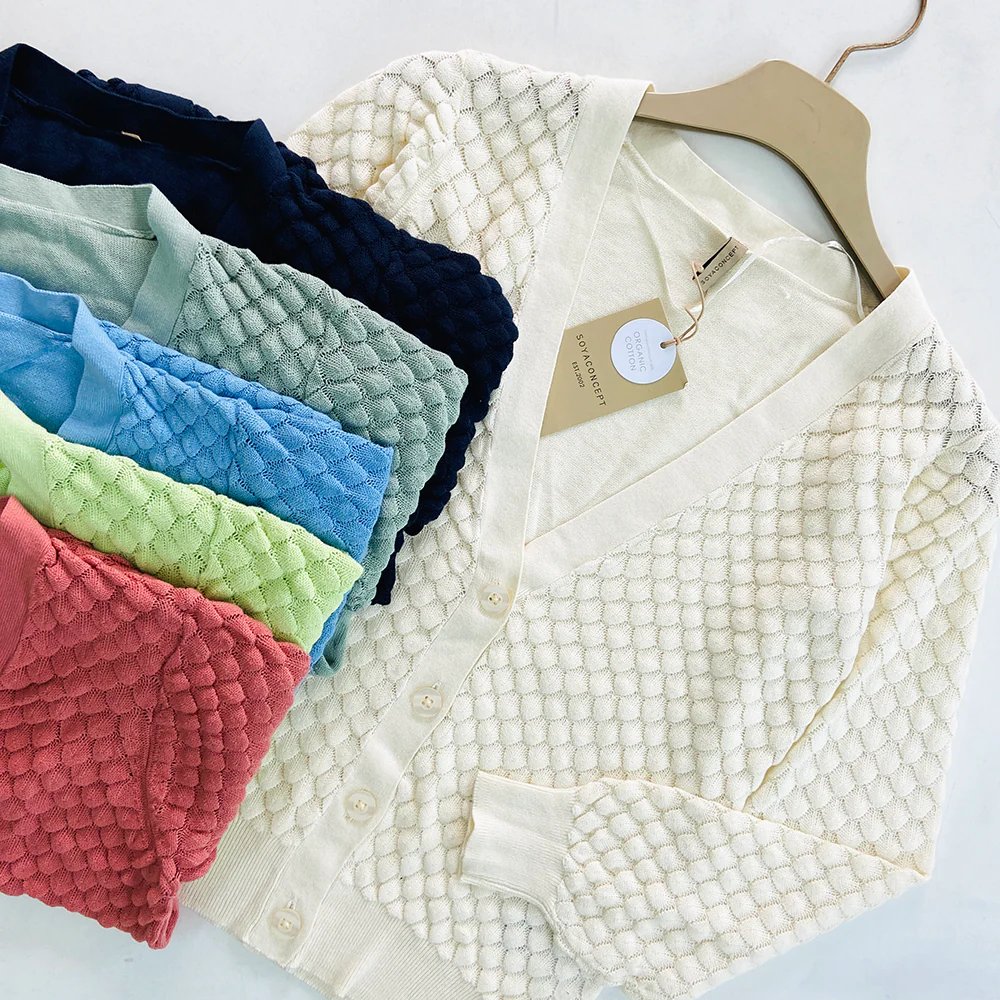 Ladies Long Sleeve V-Neck Knitted Cardigan - Image 2