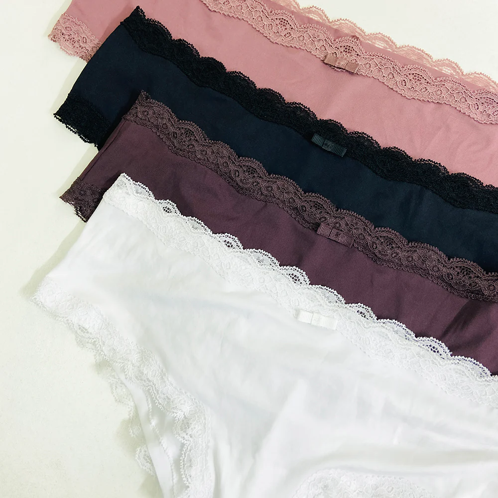 Pack of 5 Ladies Mid Rise Microfiber Hipster Cotton Briefs Panty - Image 3