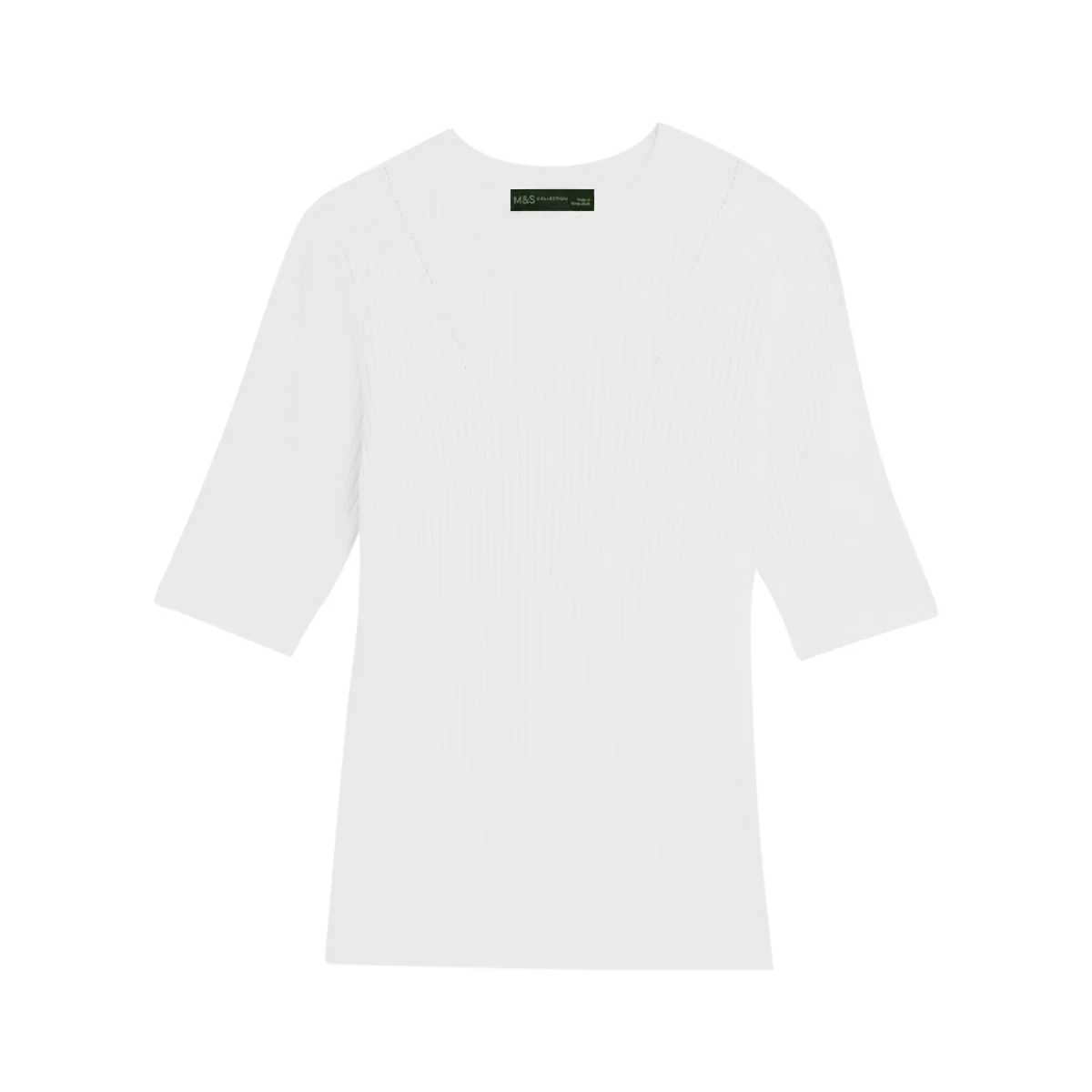 Ladies Short Sleeve Ribbed Crew Neck Knitted Sweater - Image 10
