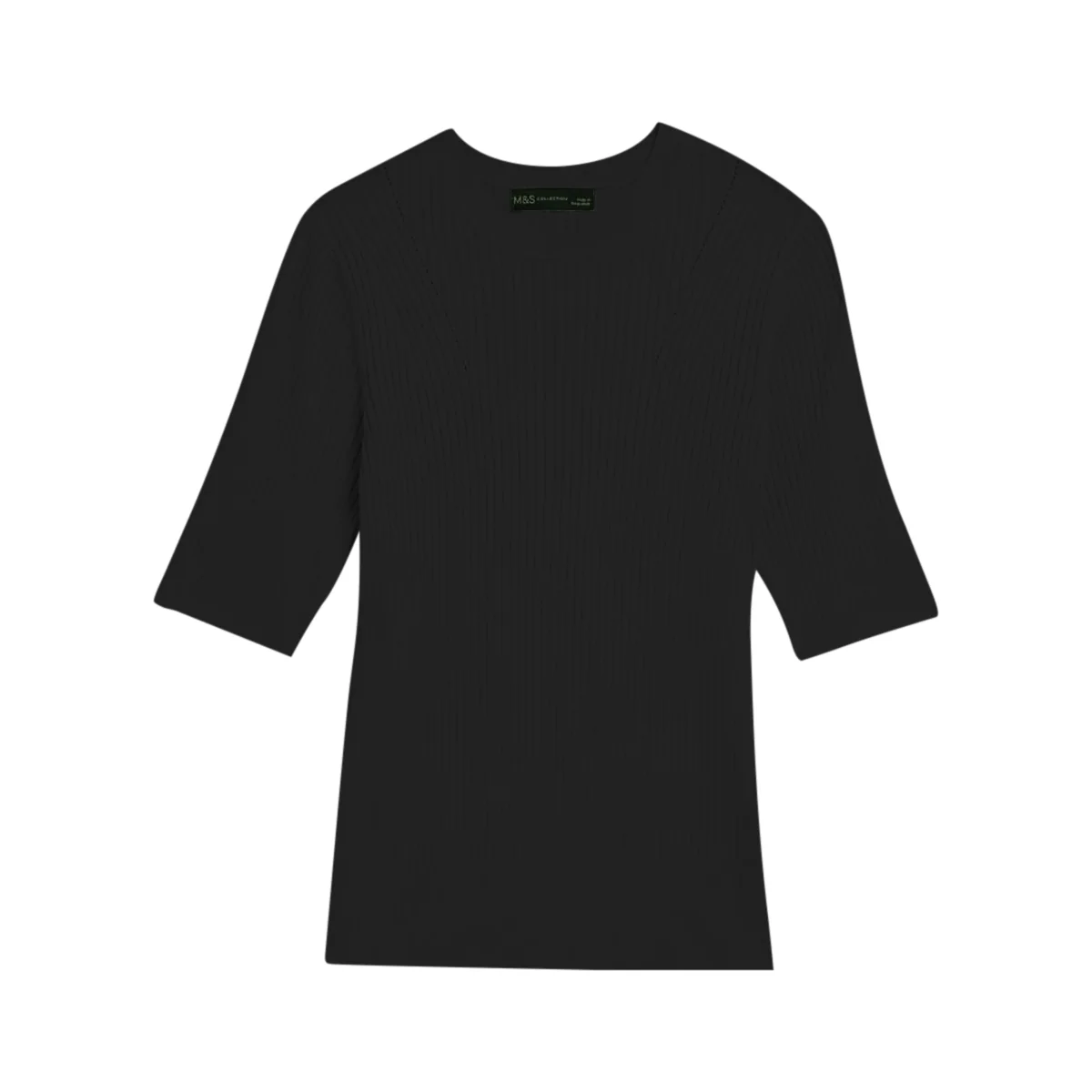 Ladies Short Sleeve Ribbed Crew Neck Knitted Sweater - Image 11