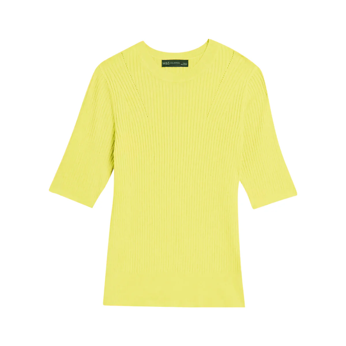 Ladies Short Sleeve Ribbed Crew Neck Knitted Sweater - Image 12