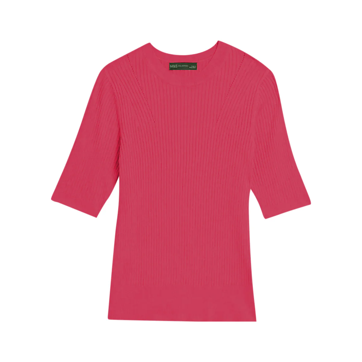 Ladies Short Sleeve Ribbed Crew Neck Knitted Sweater - Image 13