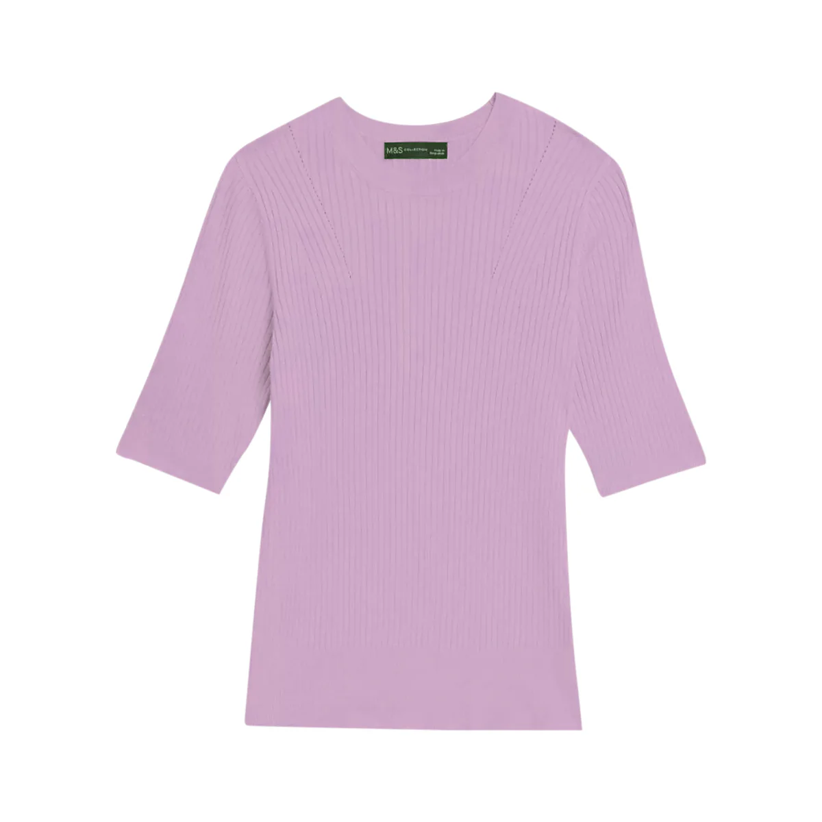 Ladies Short Sleeve Ribbed Crew Neck Knitted Sweater - Image 14