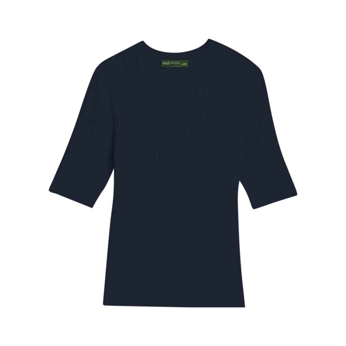 Ladies Short Sleeve Ribbed Crew Neck Knitted Sweater - Image 15