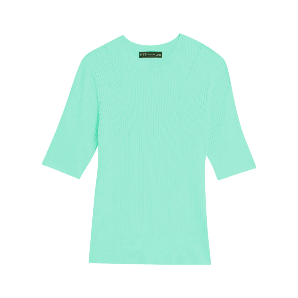 Ladies Short Sleeve Ribbed Crew Neck Knitted Sweater - Image 16