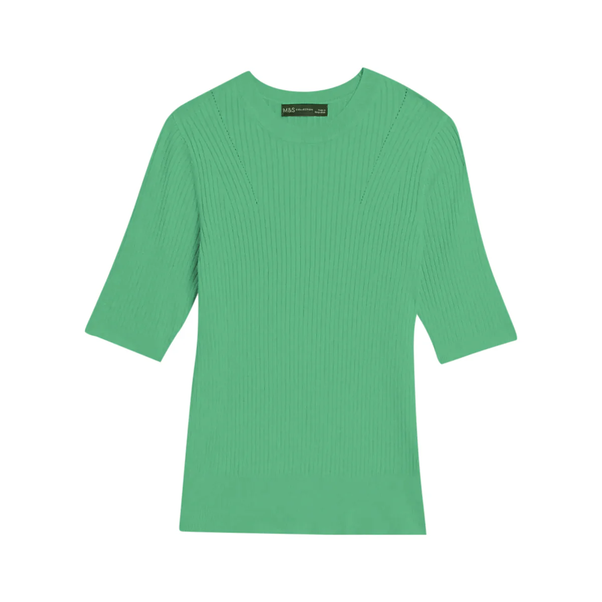 Ladies Short Sleeve Ribbed Crew Neck Knitted Sweater - Image 17