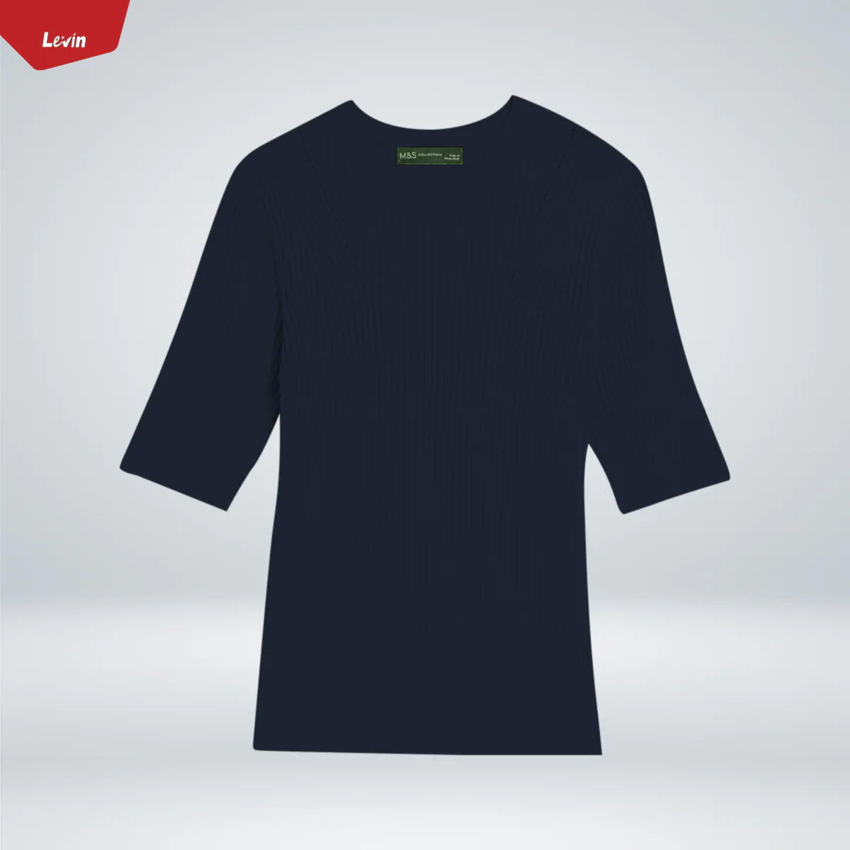 Ladies Short Sleeve Ribbed Crew Neck Knitted Sweater - Image 22