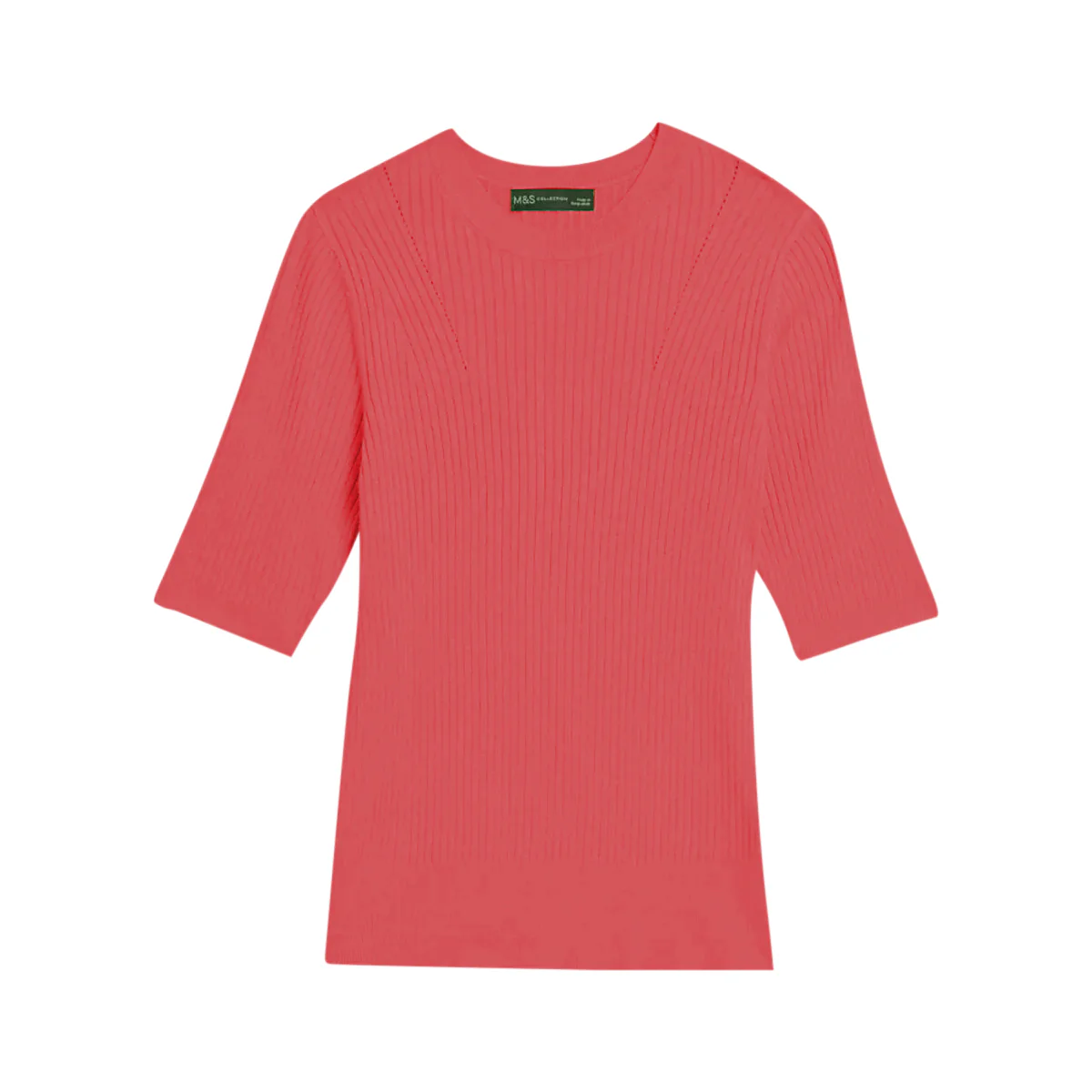 Ladies Short Sleeve Ribbed Crew Neck Knitted Sweater - Image 26