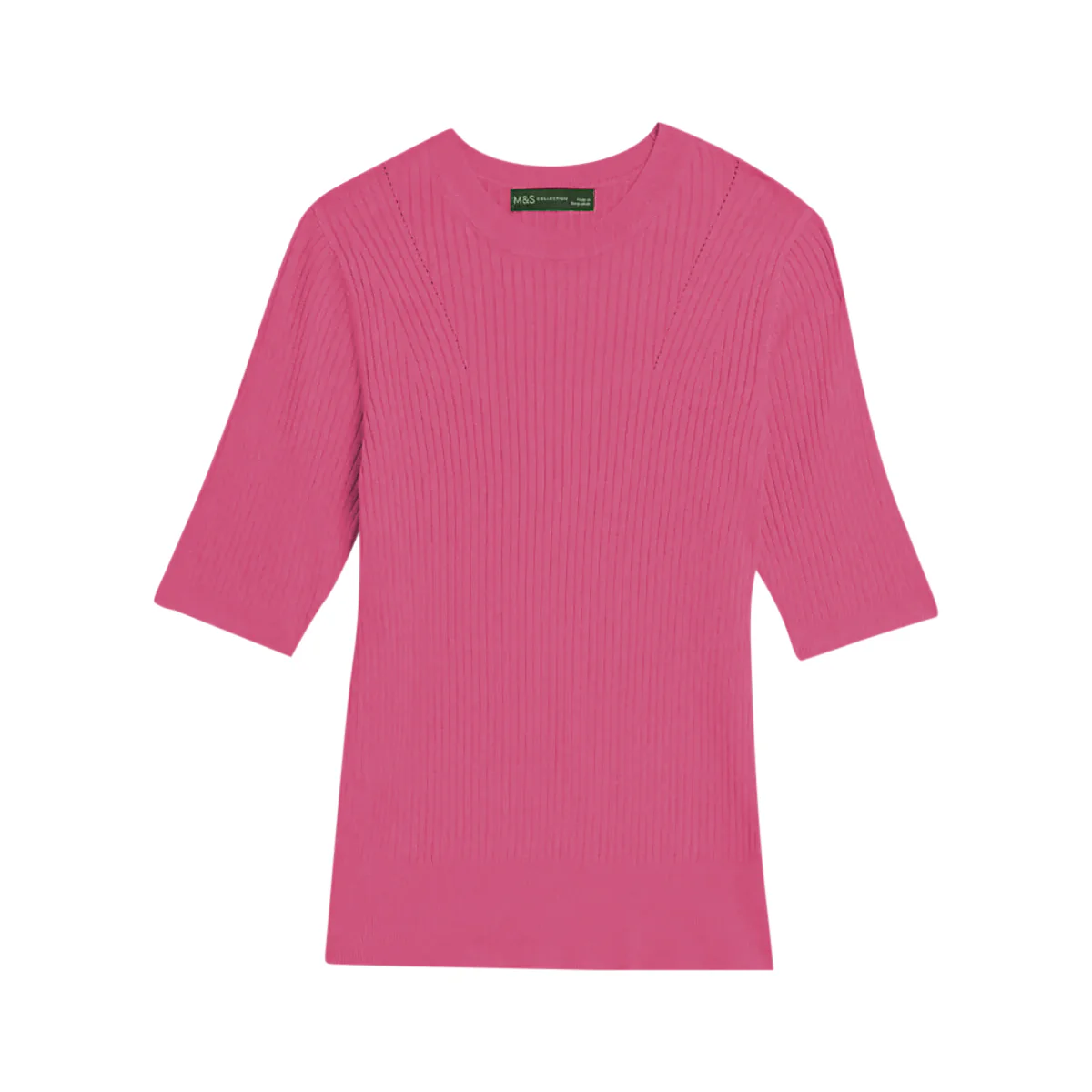 Ladies Short Sleeve Ribbed Crew Neck Knitted Sweater - Image 27