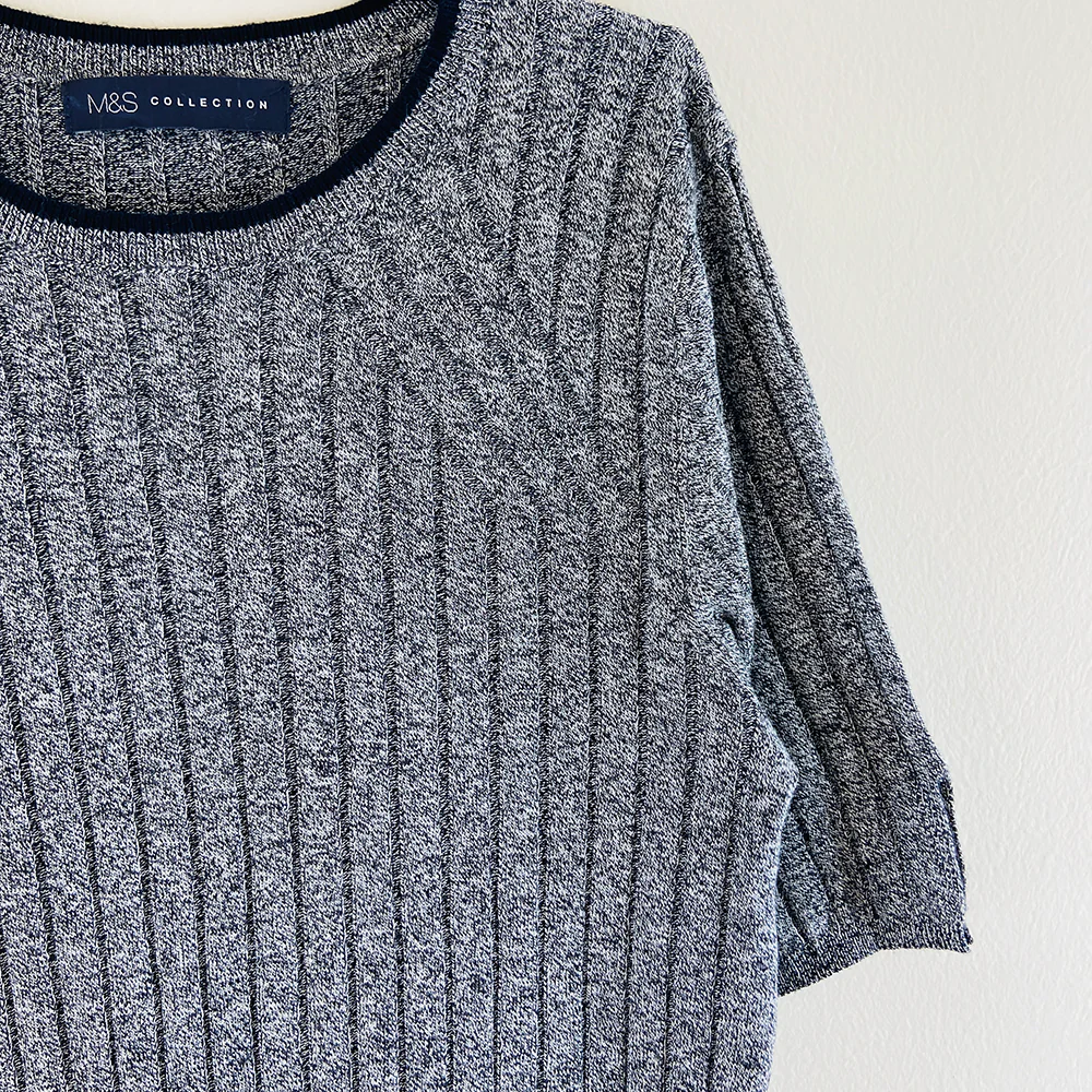 Ladies Short Sleeve Ribbed Knit Sweater Jumper - Image 2