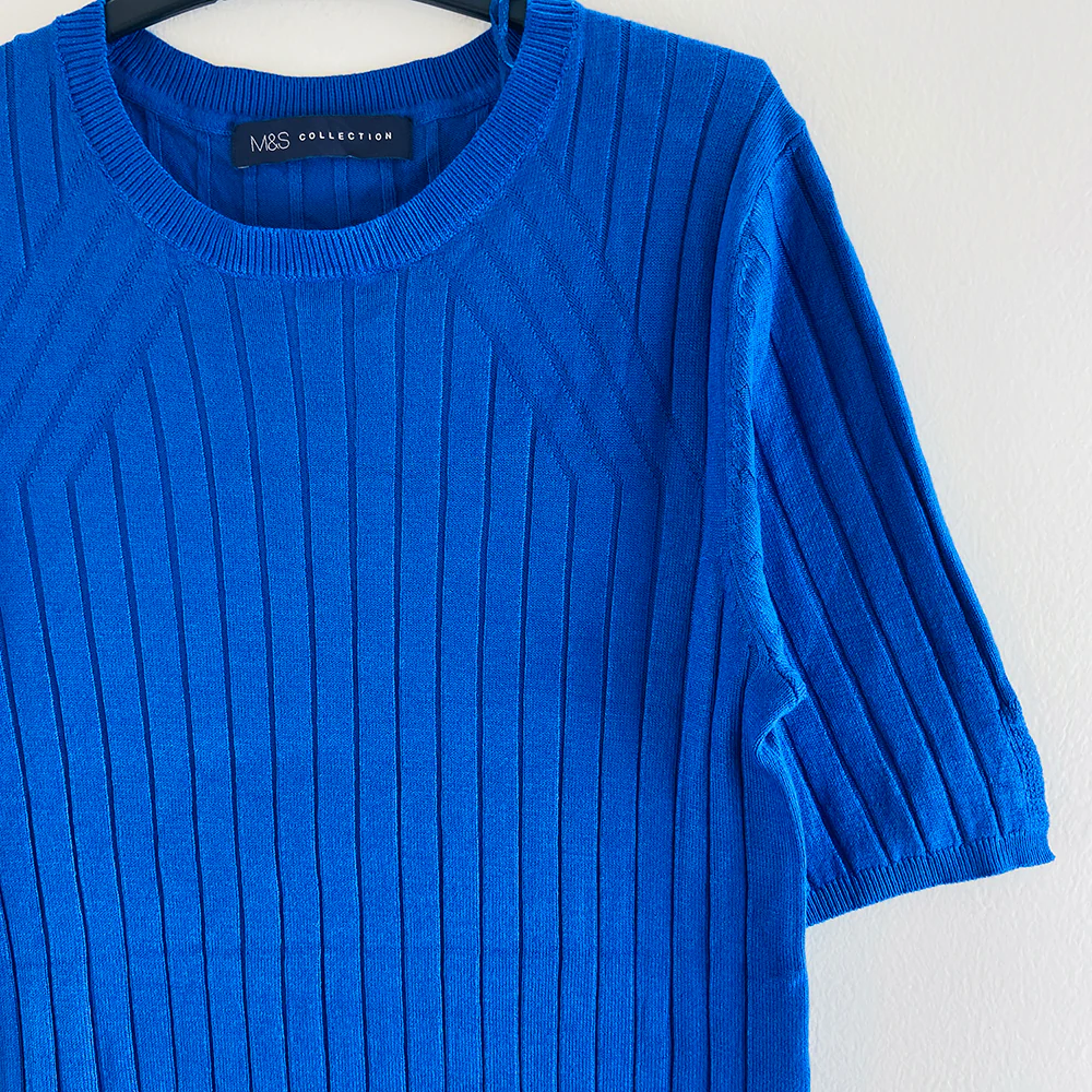 Ladies Short Sleeve Ribbed Knit Sweater Jumper - Image 3