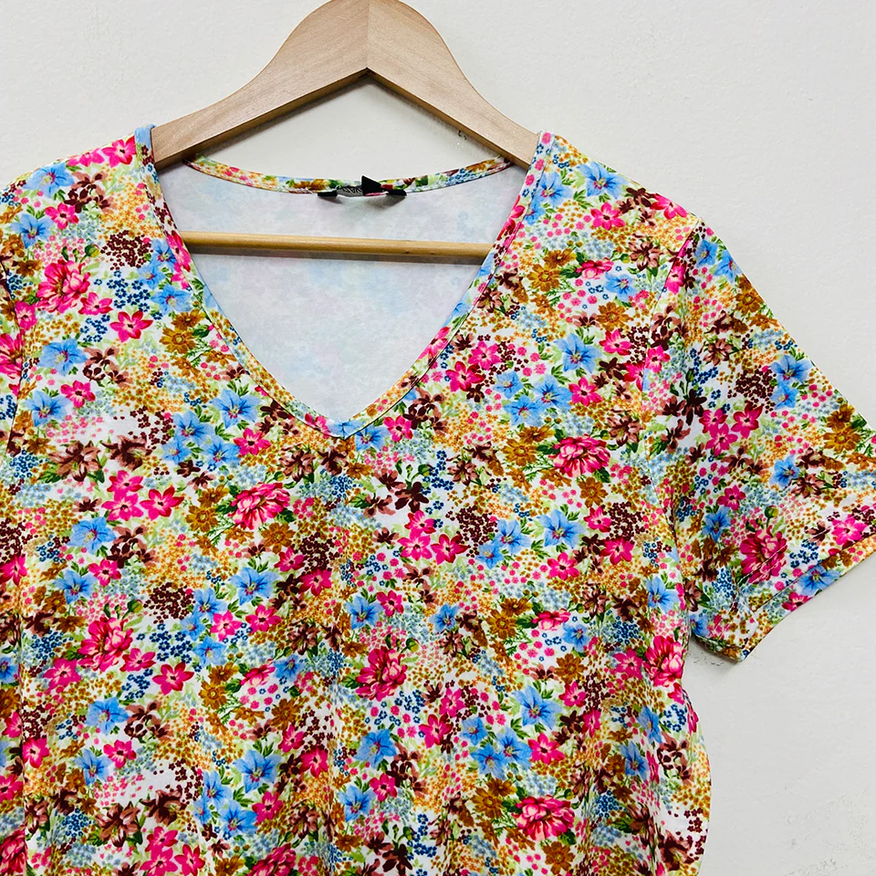 Ladies Short Sleeve Soft Floral Casual Top - Image 6