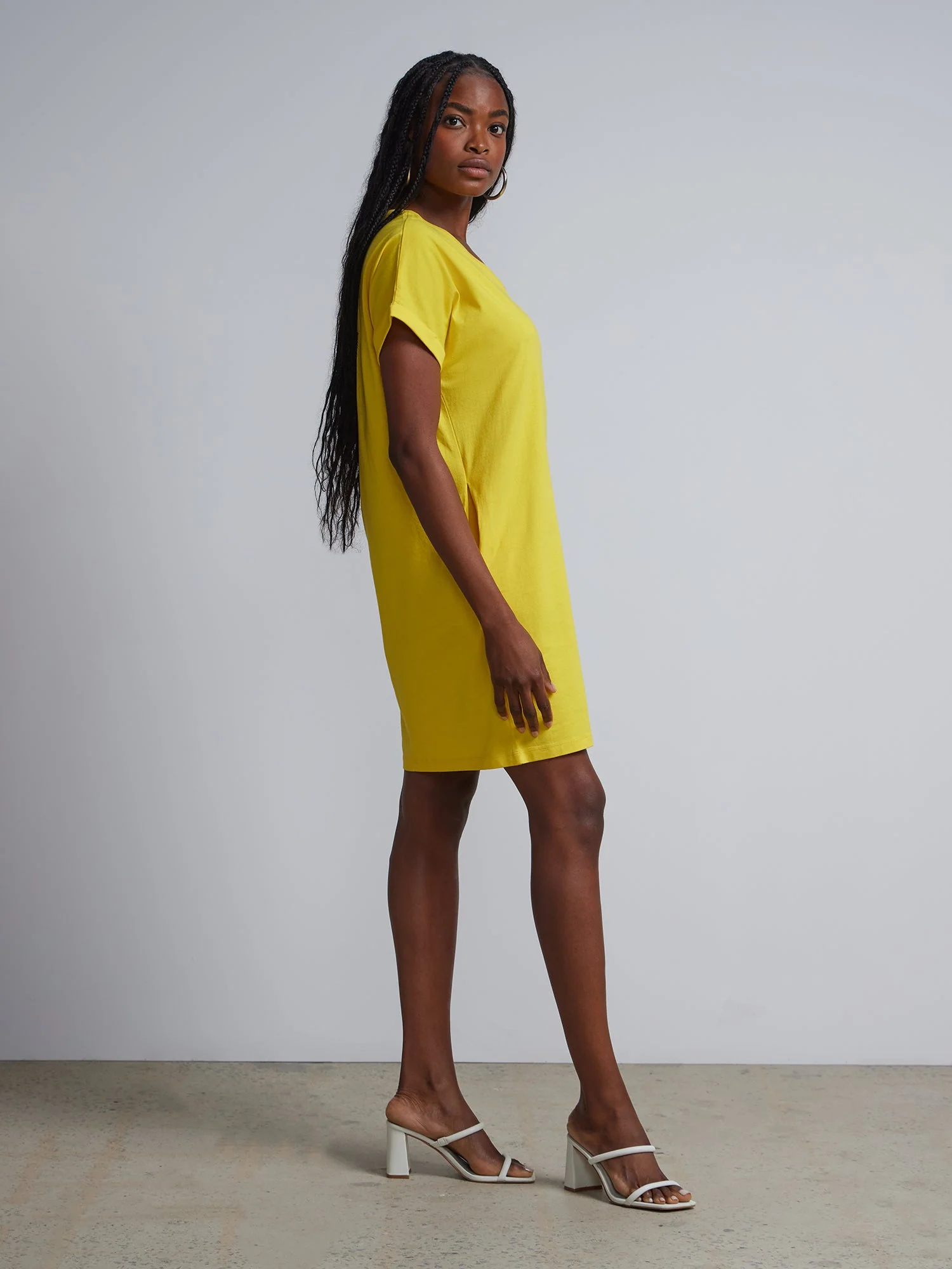 Ladies Side Pocket V-Neck Long T-shirt Shift Dress - Image 18