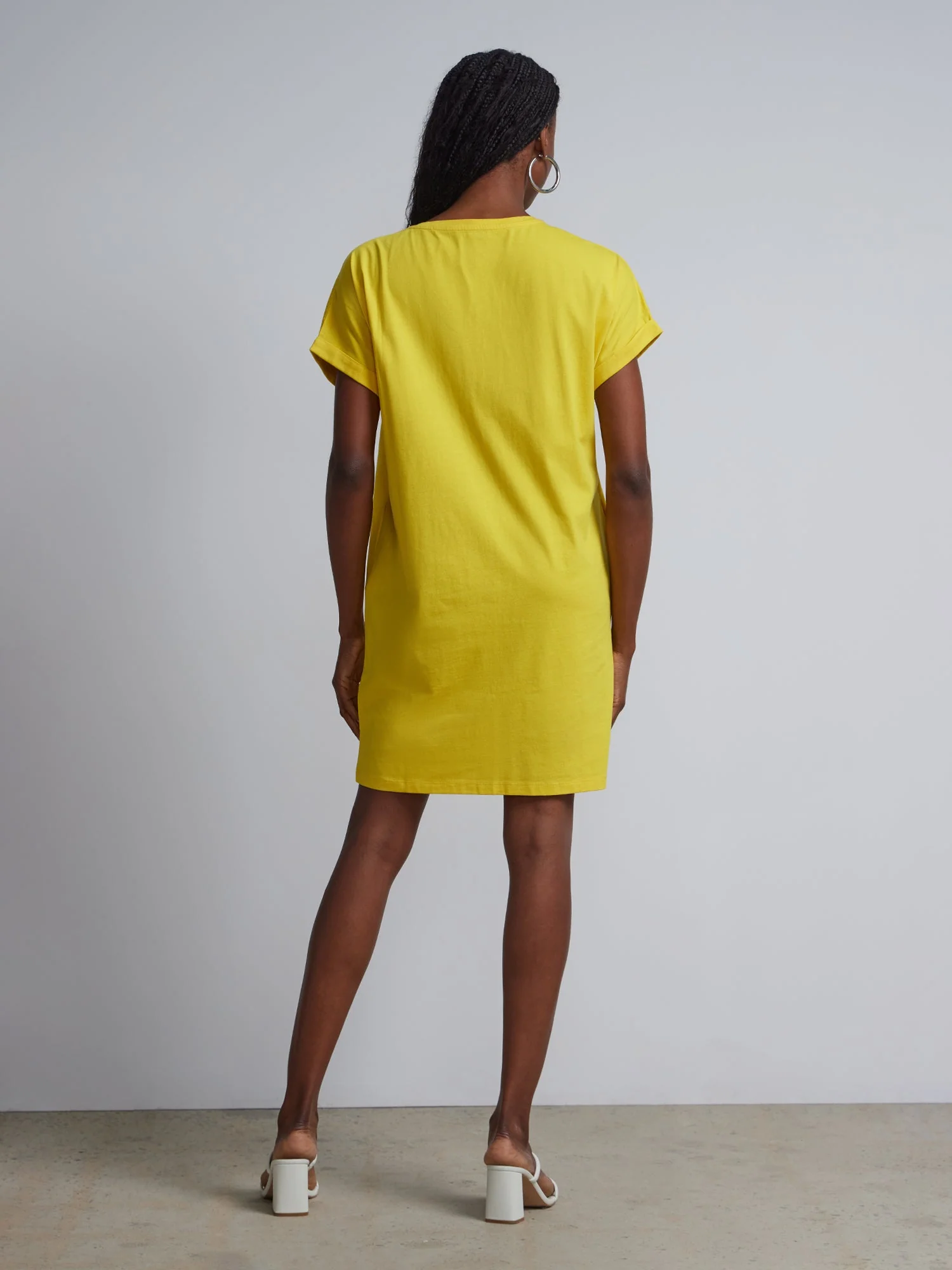 Ladies Side Pocket V-Neck Long T-shirt Shift Dress - Image 19