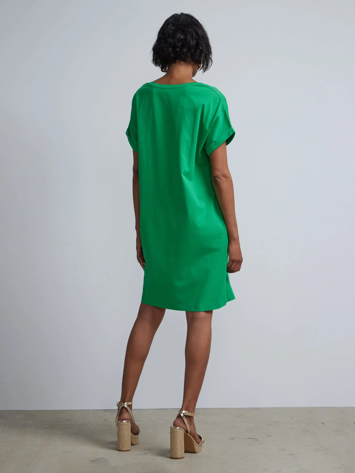 Ladies Side Pocket V-Neck Long T-shirt Shift Dress - Image 23