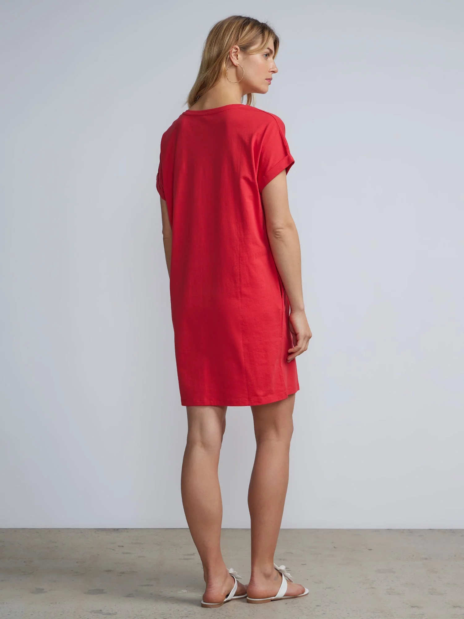Ladies Side Pocket V-Neck Long T-shirt Shift Dress - Image 24