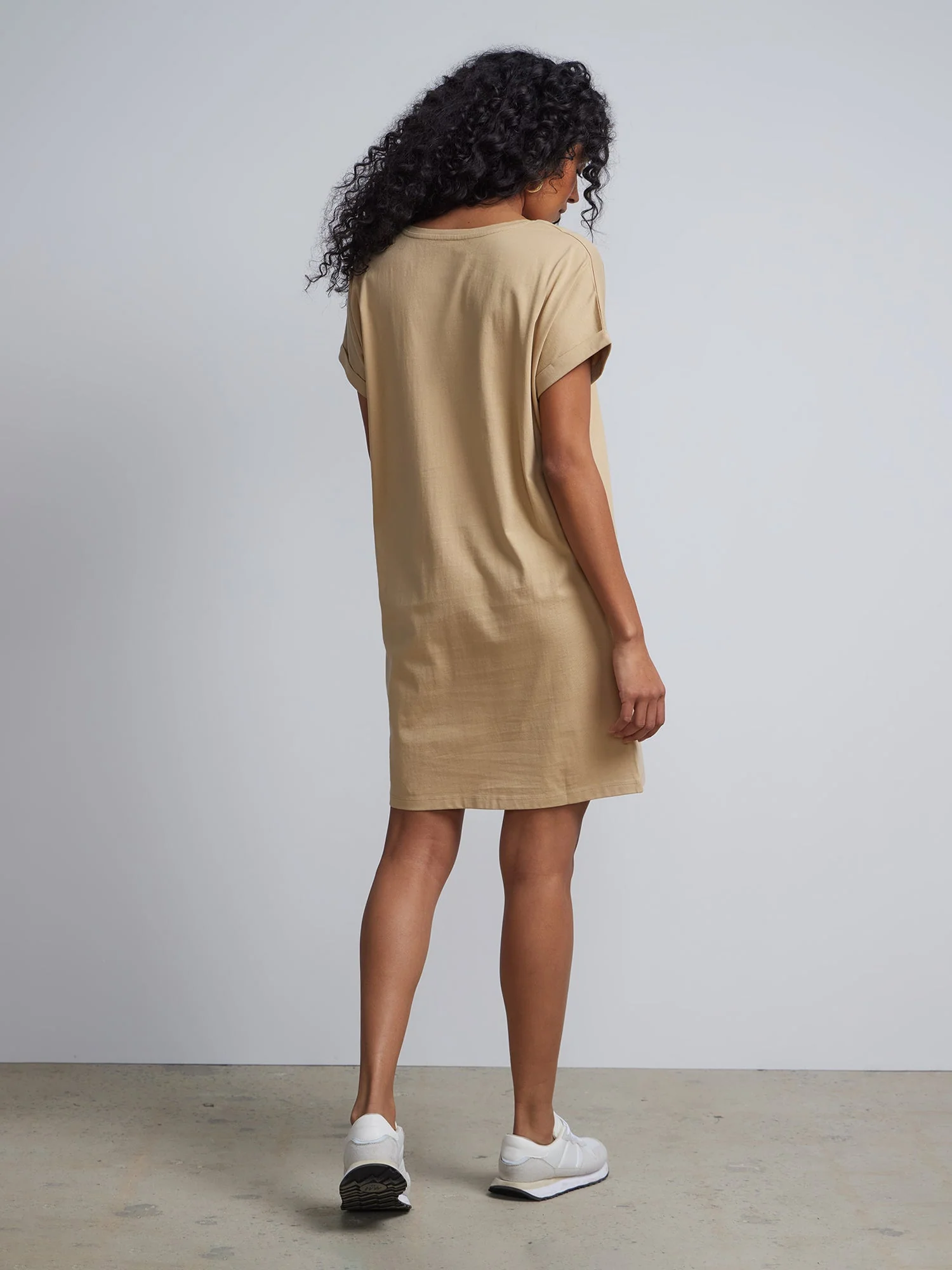 Ladies Side Pocket V-Neck Long T-shirt Shift Dress - Image 31