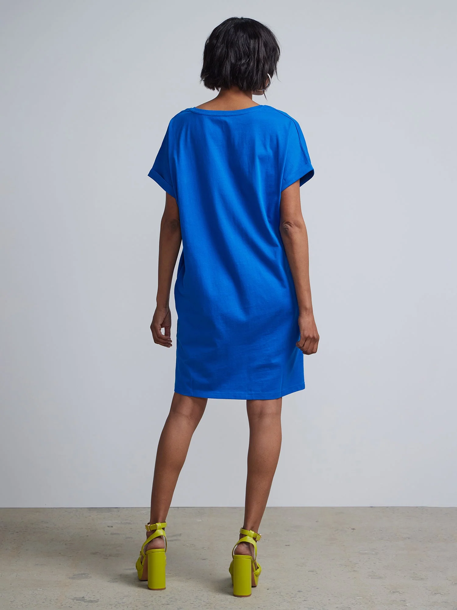 Ladies Side Pocket V-Neck Long T-shirt Shift Dress - Image 33