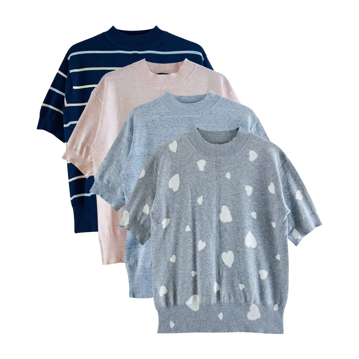 Ladies Short Sleeved Cotton Blend Knit Jumper Sweater