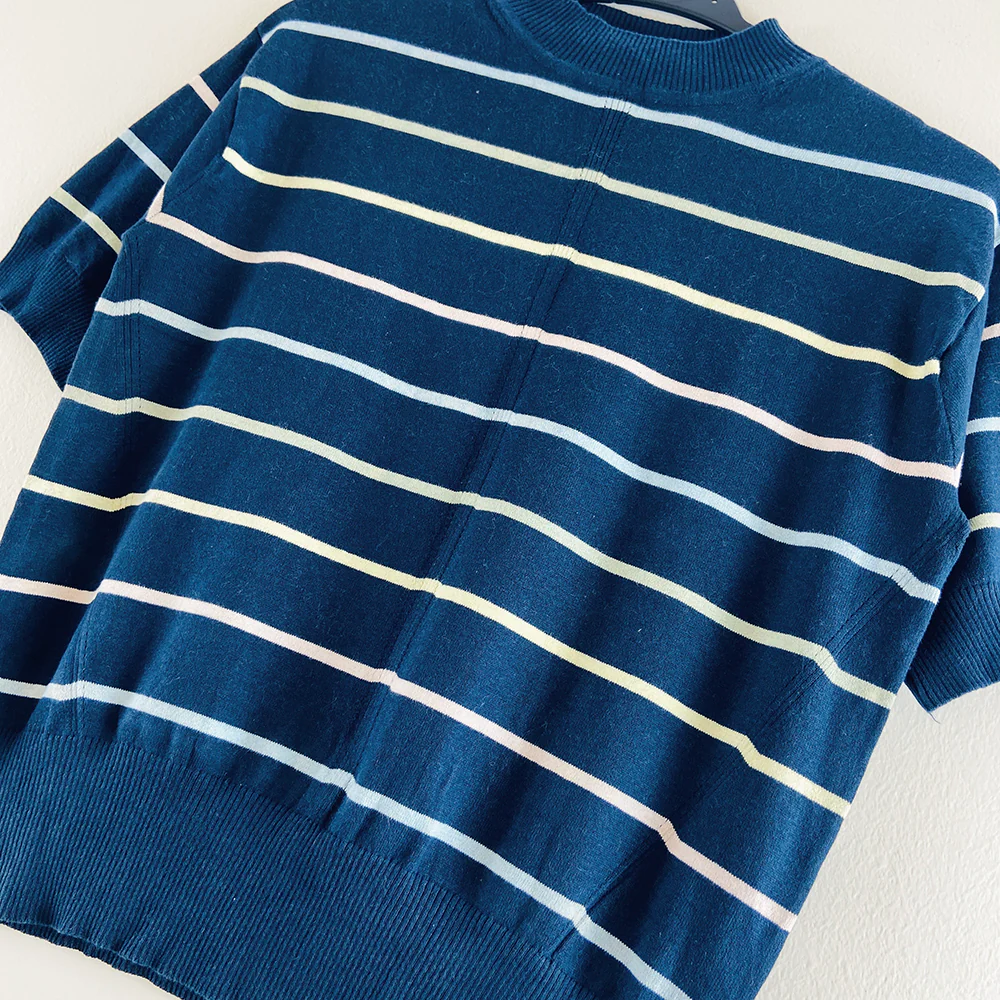 Ladies Short Sleeved Cotton Blend Knit Jumper Sweater - Image 21