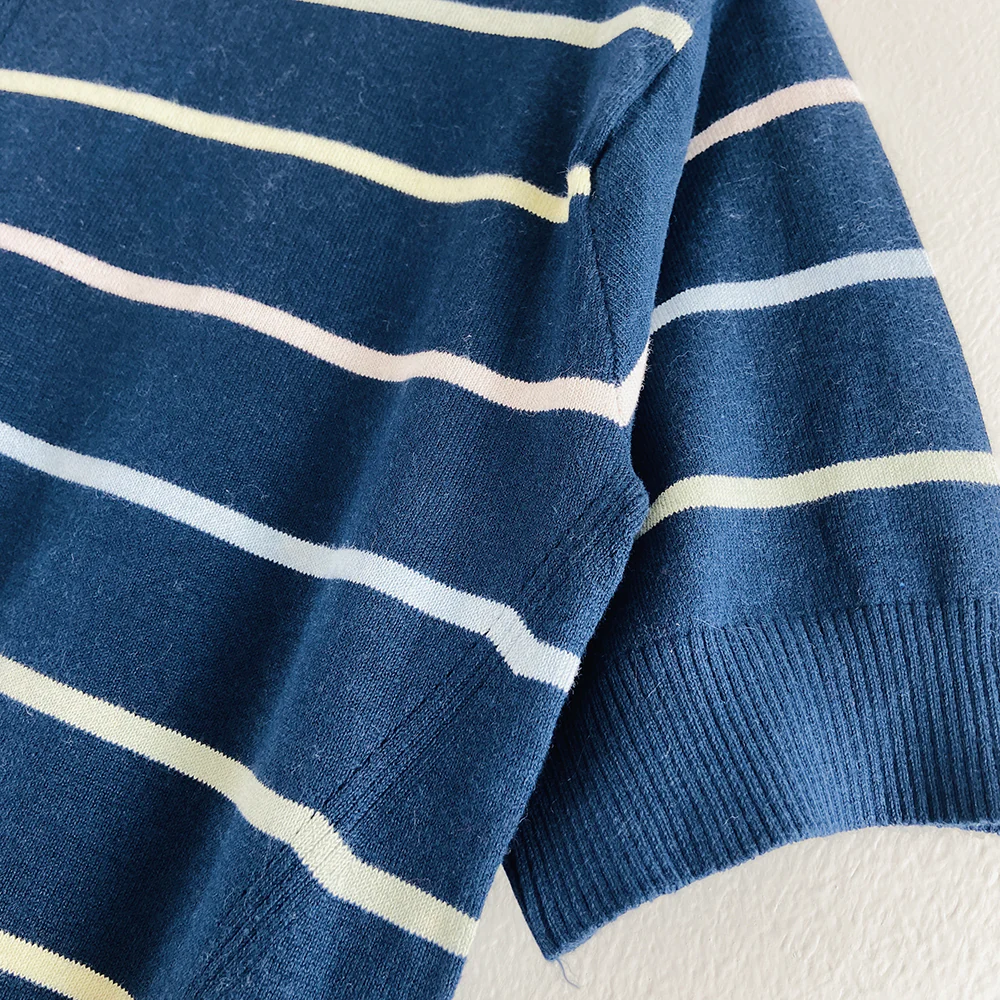 Ladies Short Sleeved Cotton Blend Knit Jumper Sweater - Image 22